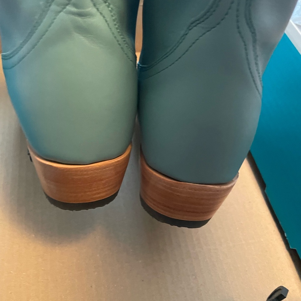 Lane.Turquoise Blue Ankle Boots W. Gorgeous. Leather. Size 8.5 NWT Brand New - Picture 5 of 12